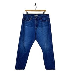 Levi's Premium Wedgie Straight Solid Denim Jeans Medium Wash High Rise Size 33